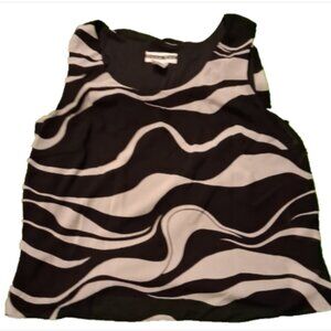 Women's Size 18W Black White Geometric Design Sleeveless Lined Career Blouse Top
